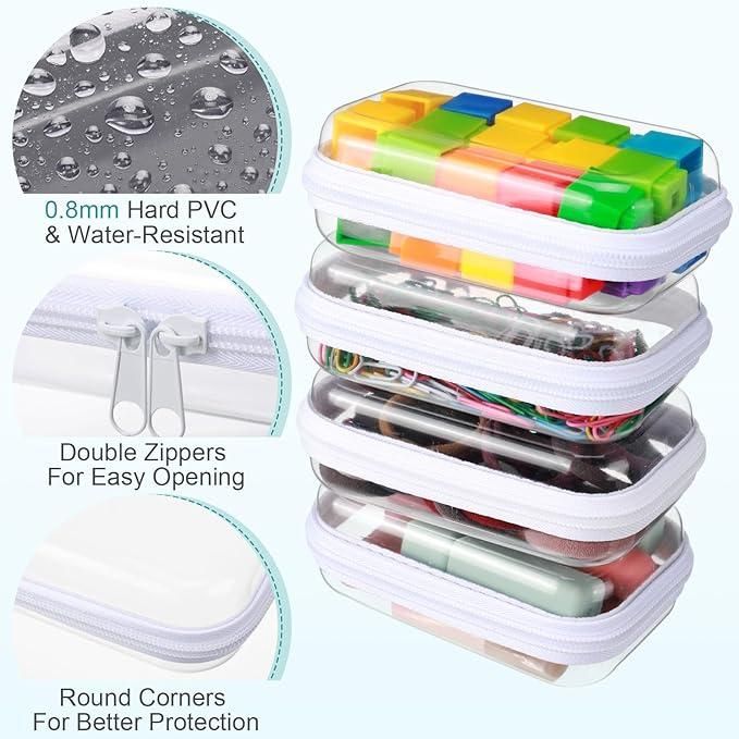 Six Piece Clear Hard Zipper Pouches