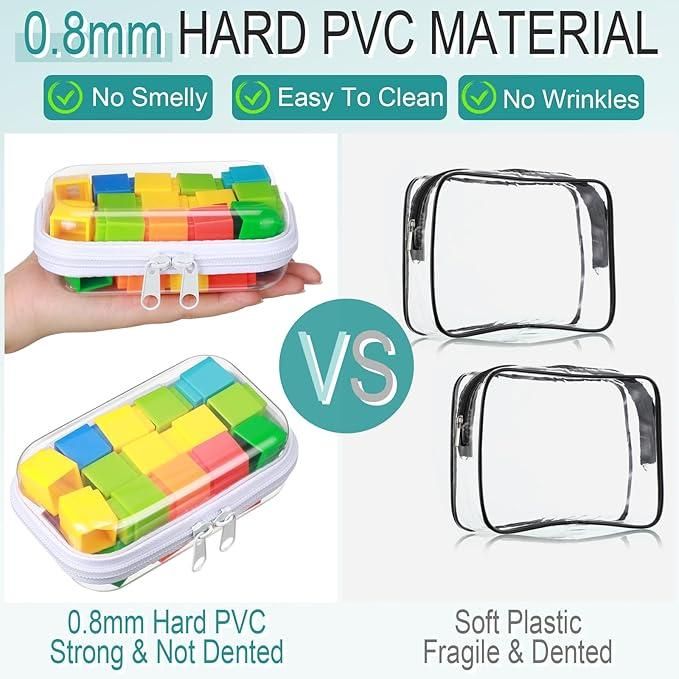 Six Piece Clear Hard Zipper Pouches